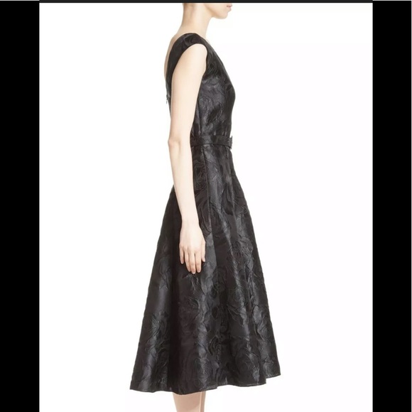 St. John Floral Jacquard Dress Sz 10 Midi Black - Picture 3 of 12